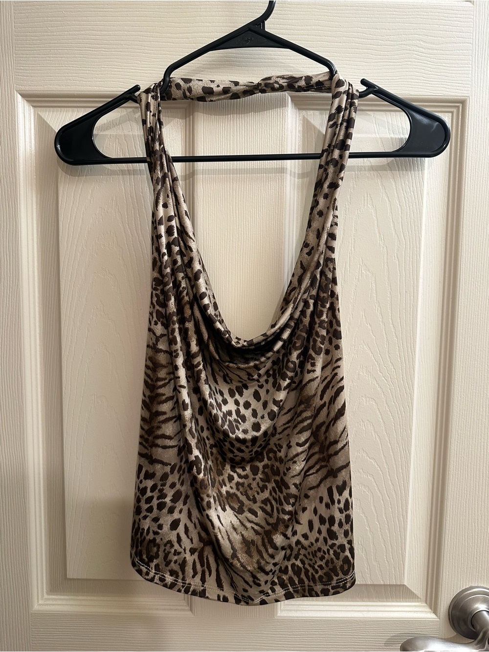 wild fable Leopard Print Halter Cowl Neck Tank Top - Taupe Brown